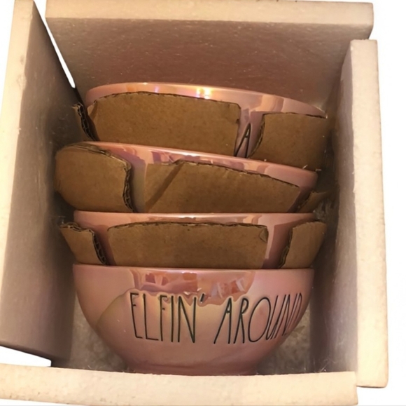 NEW Rae Dunn ELFIN' AROUND Iridescent Pink Bowls - Picture 5 of 5